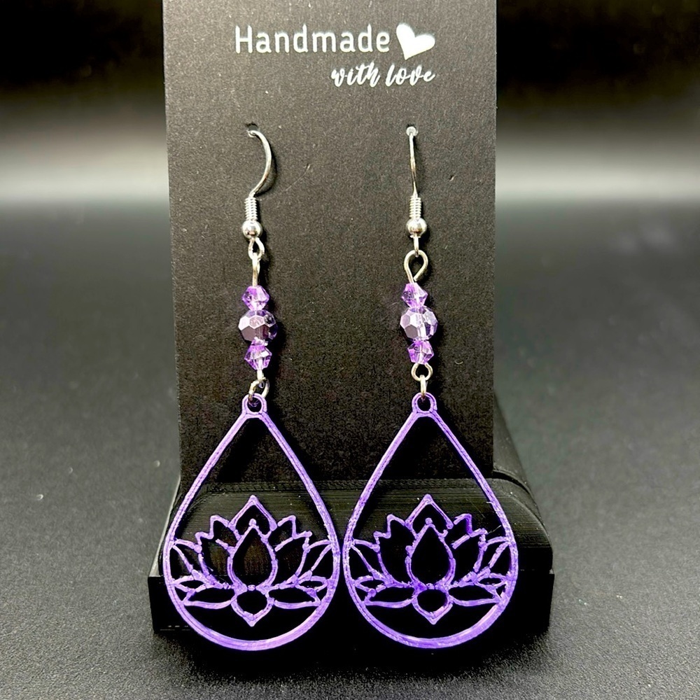 Lotus Teardrop Earrings - Picture 1 of 6